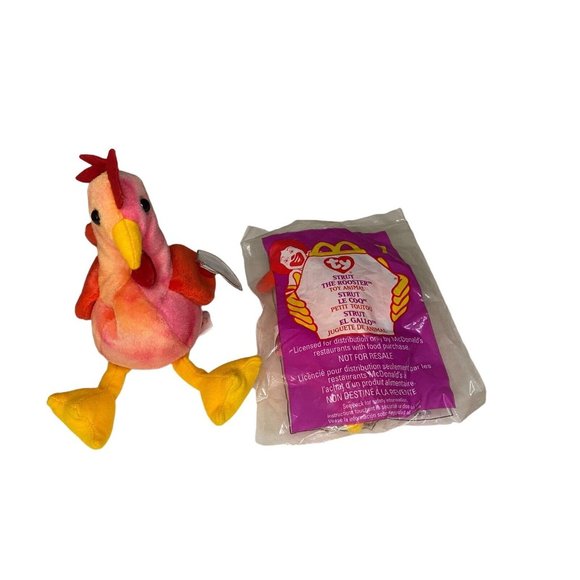 Ty Strut The Rooster Bird Baby Lot of 2 Plush Beanie Baby - Picture 1 of 5